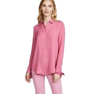 Theory Silk Tie-Cuff Orchid Pink Shirt Size XL